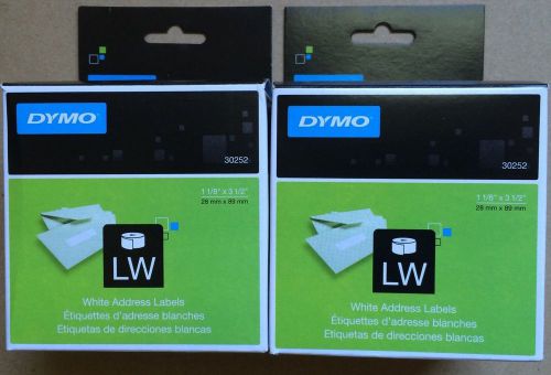 NEW 2 boxes Genuine DYMO 30252 Labels 1-1/8&#034; X 3-1/2&#034;, 350 per/roll, 2/box