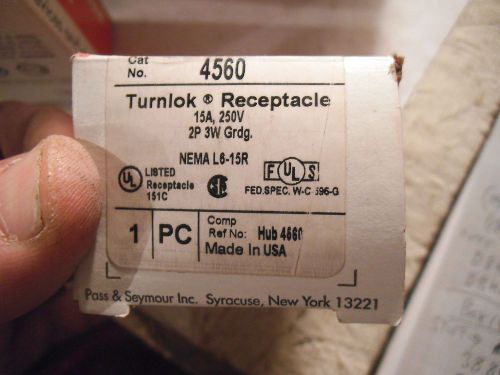 PASS &amp; SEYMOUR 4560 TURNLOK RECEPTACLE 15A 250V 2P 3W - NEW