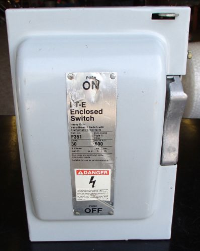 Siemens ITE F-351 Safety Switch 30 amp 600 volt 3 phase F351 Used T/O