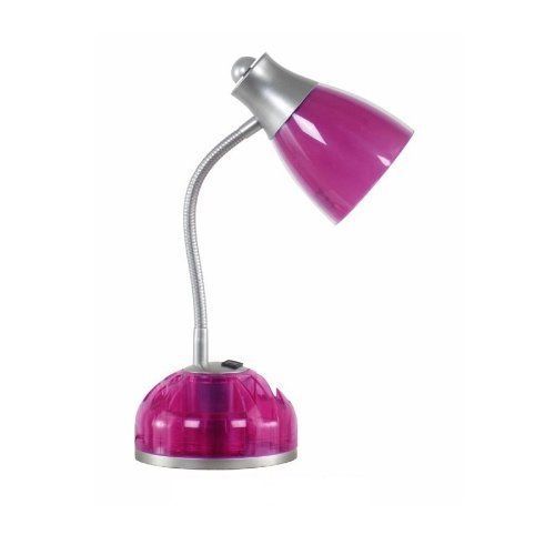 Style Selections Home Office Desk Lamp Organize Power Outlet Neon Pink Silver