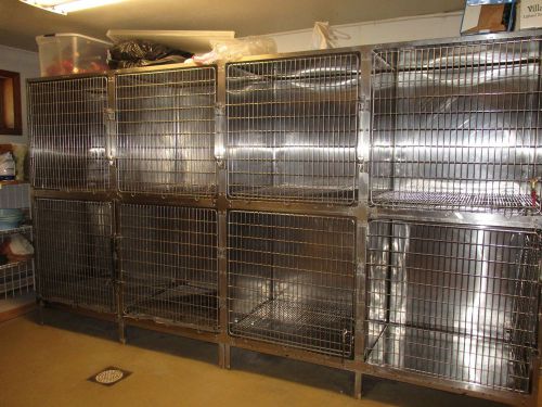 SHOR LINE Stainless Steel LARGE VETERINARY CAGES w/ Stainless Steel Grates