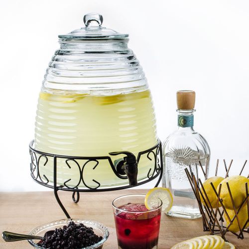 Core 2.4 Gallon Glass Beverage Dispenser with Metal Stand