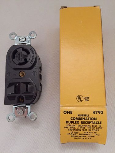 HUBBELL WIRING DEVICE-KELLEMS HBL4792 Receptacle, 125V, 15A, 2P, 3W, 1PH