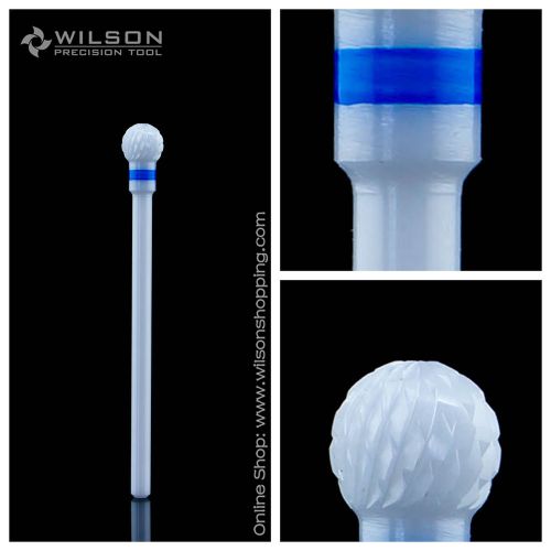 Large Ball Shape - White Zirconia Solid Ceramic Dental Lab Burs - Medium(M)