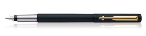 Parker Vector Matte Black Gold Trim Fountain Pen - Fine Nib