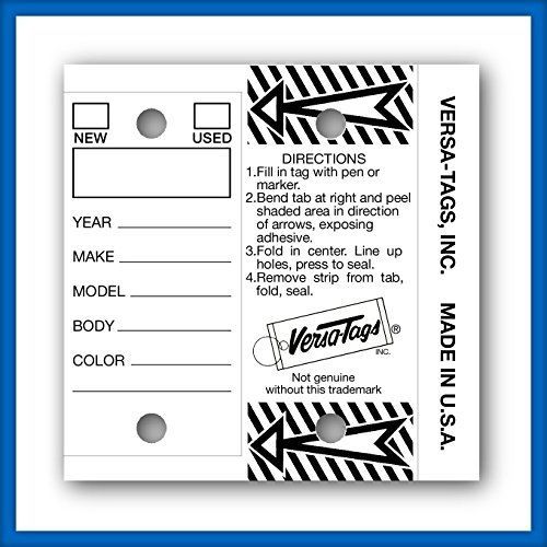 Versa Tag WHITE - Genuine Versa-Tag White Key Tags, Self-Protecting (250 tags