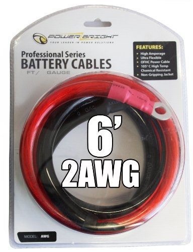 Power Bright 2-AWG6 2 AWG Gauge 6-Foot Professional Series Inverter Cables