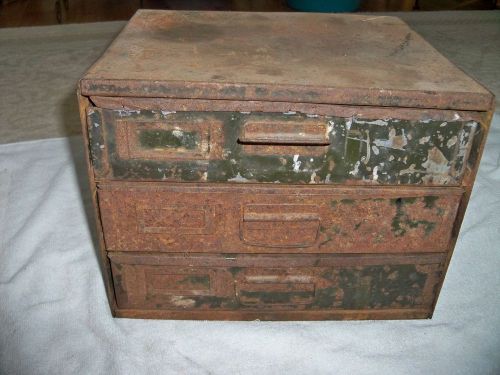 Vintage 3 Drawer Metal Parts Storage Bin Industrial Organizer heavy gauge Cleve