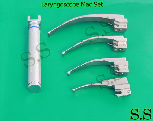 Laryngoscope Macintosh Set (1 handle AA, 4 Mac Blades)