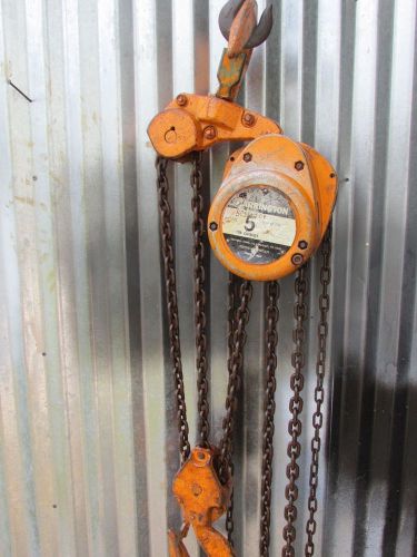 Harrington chain hoist 5 ton 20&#039; lift cf050 for sale