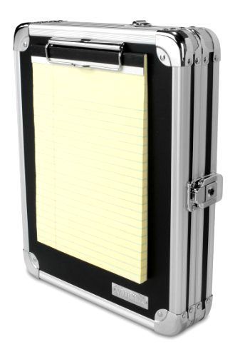 Vaultz Locking Storage Aluminum Clipboard Hard Black Solid Briefcase Case Paper
