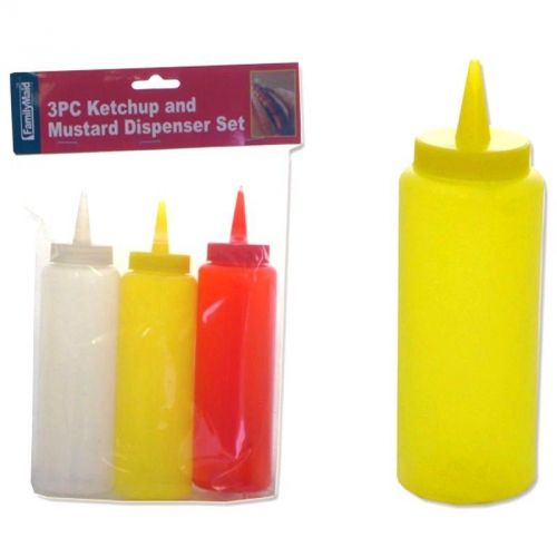 Vinegar Ketchup Mustard Condiment Dispenser Squeeze Plastic Bottle Set 3PC CMT1