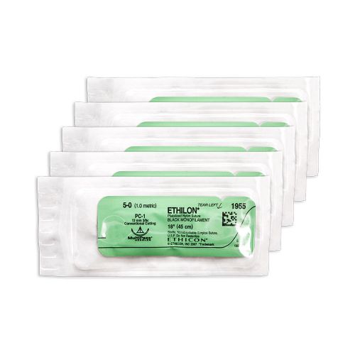 Practice Teaching Suture, Nylon 5/0  Suture Thread with Needle Pack of 5
