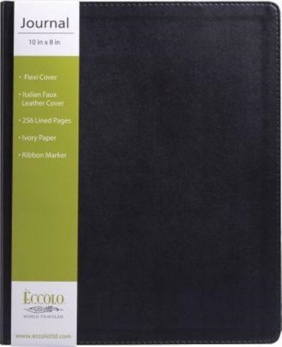 Eccolo World Traveler Simply Black Lined Journal, 8 x 10-Inch