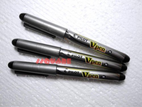 3 x Pilot SVP-20MS Vpen V-Pen Disposable Medium Nib Fountain Pen, Black (Japan)
