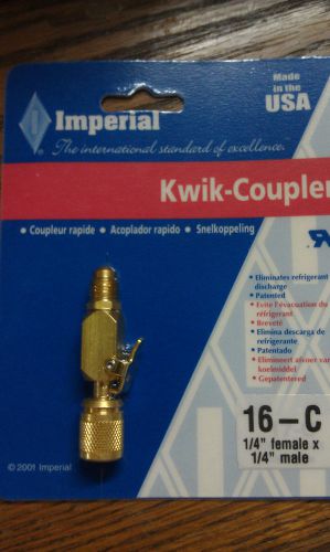 Imperial, Kwik-Coupler, 1/4 Female x 1/4 Male Eliminates Refrigerant Discharge