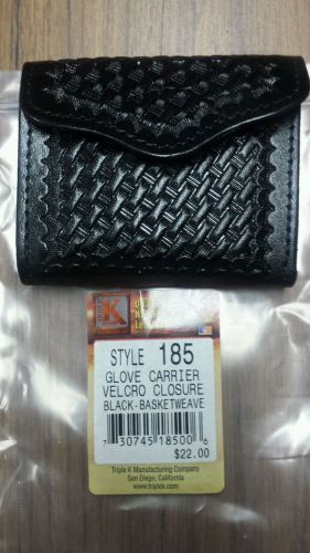 Triple k leather glove pouch #185 velcro closure black basketweave retail $22.00 for sale