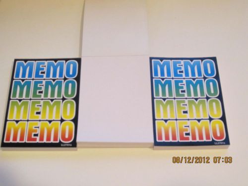 3 Memo Notepads, 3.5&#034;x 5&#034;, 100 sheets each. gummed top w/ cover cradboard back