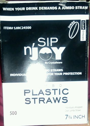 Jumbo Plastic Straws, Sip n&#039;Joy by Chrystalware 500ct 7 3/4 inch
