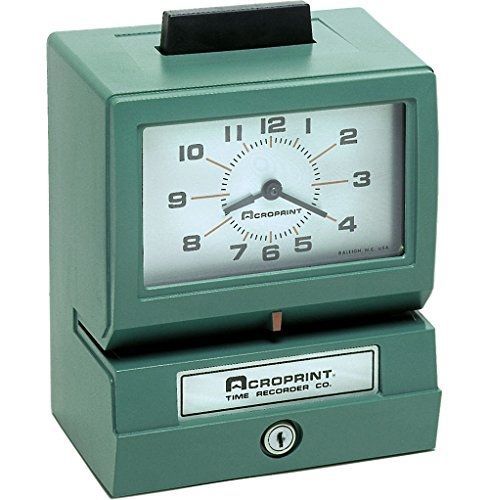 Acroprint bp125-r6ar3 heavy duty manual battery operated time recorder for day for sale