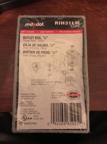 (NEW) Red Dot RIH31LM WH 1/2&#034; Outlet Box Three Hole S100WHE