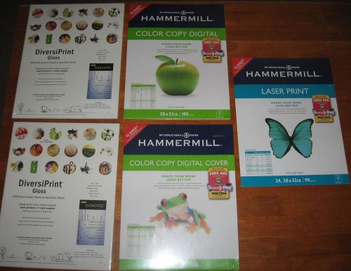 Lot of 5 printer paper sample packs 8.5 x 11 hammermill international 80 sheets for sale