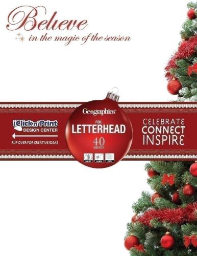 Christmas Letterhead Red Foil Believe Inkjet Laser Copy 40 pack