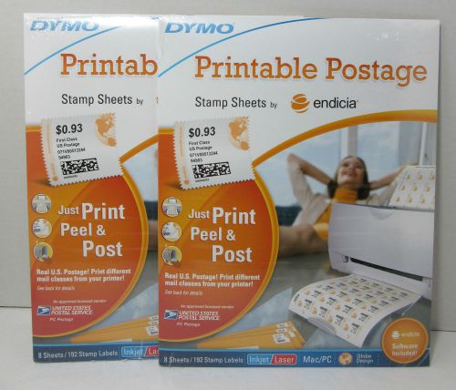 2 - Dymo 1750042 Printable Postage Stamp Labels Laser/Inkjet 384 Labels/PK White