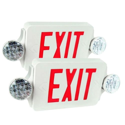 Etoplighting 2 packs of led red exit sign emergency light combo with battery ... for sale