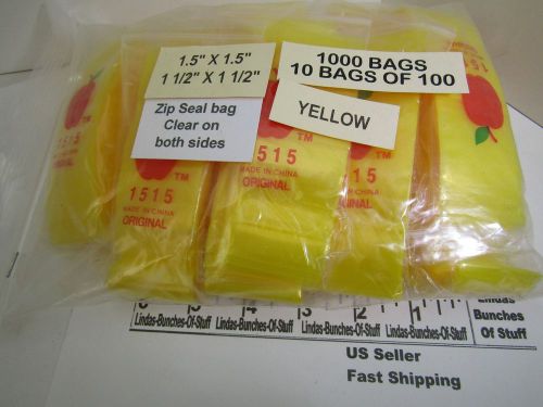 1000 YELLOW 1 1/2&#034; X 1 1/2&#034; 2 MILL PLASTIC ZIP SEAL BAGS NEW!