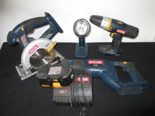 6PC RYOBI Cordless 18V Tool Set, Saw, Flashlight, Drill &amp; More, SEE DETAILS