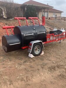 OFF SET FIRE BOX SMOKER WITH PROPANE BURNER/ GRILL ON TRAILER