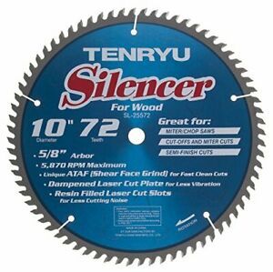 Tenryu Silencer Wood Circular Saw Blade 10&#034;, 72T , 5/8&#034; Arbor