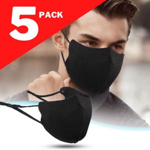 5 Pack Face Mask Unisex - Adjustable, Washable &amp; Reusable Adults PM2.5 Filter