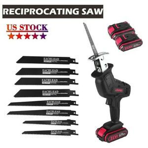 21V Cordless Power Reciprocating Saw + 2 Battery + 8 Blade + 1 Charger USA