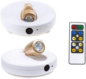 HONWELL LED Spotlight Wireless Puck Light 2 Pack with Remote and AA Battery Warm