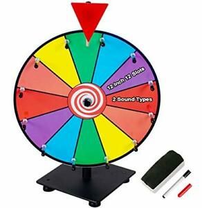 12 Inch Heavy Duty Prize Wheel, 12 Slot Tabletop Color Spinning Wheel with 2