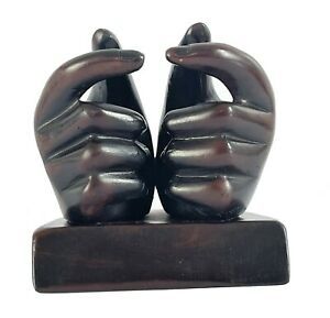 Hand Sculpture Business Card Holder Office Home Tradeshow Counter Brown Resin