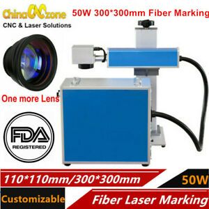 50W Metal Fiber Laser Metal Marking Machine 300*300 with Two Files Lens