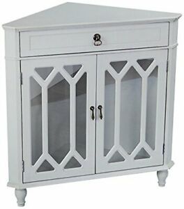 Heather Ann Creations Modern 2 Door Corner Cabinet with Drawer with Cathedral...
