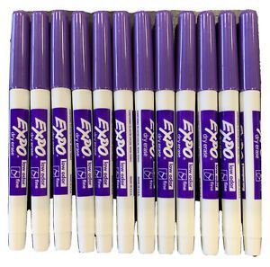 EXPO Low Odor Dry Erase Marker, Fine Tip, Purple, Pack of 12