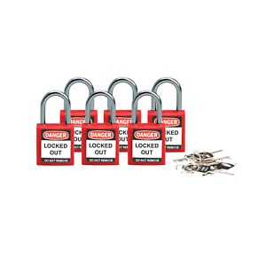 Brady 118926 Red Compact Safety Lock - Keyed Different (6 Locks)