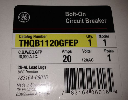 GE THQB1120GFEP Bolt-On Circuit Breaker 20 Amp