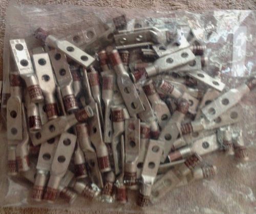 Burndy brown copper lugs 60 pieces. 2 hole for sale