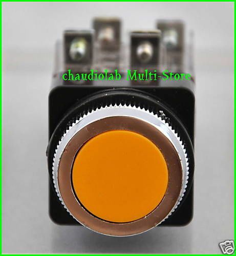 2x new flat momentary pushbutton switch no+nc amber #44675 for sale