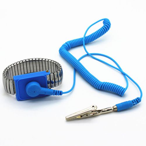 Blue anti static antistatic esd adjustable metal wrist strap band new for sale