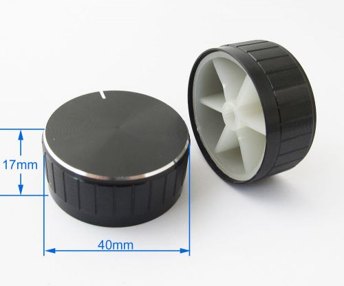 10pcs 40x17mm Black Circular Knob Aluminium Cover for Audio Volume Tone Control