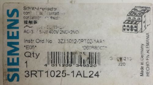 SIEMENS 3RT1025-1AL24 USPP 3RT10251AL24 *New* 3ZX1012-0RT02-1AA1 + 3RH1921-1HA22