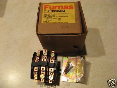 Furnas contactor 3 pole 30 amp 208-240 v coil 41nb30agm for sale