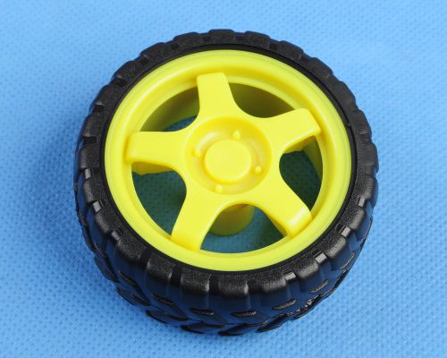 2pcs plastic tire wheel 66mm x 26mm for robotic small smart car model robot new for sale